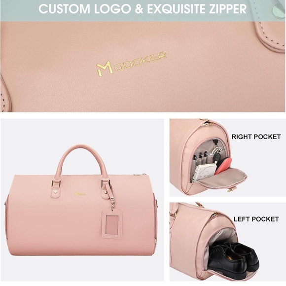 Modoker Convertible Leather Garment Bag Carry, Duffel Bag 2 in 1 Hanging NWOT - Picture 3 of 6